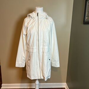 Vince Camuto White Rain Jacket Hooded Size M Water & Wind Resistant Lightweight